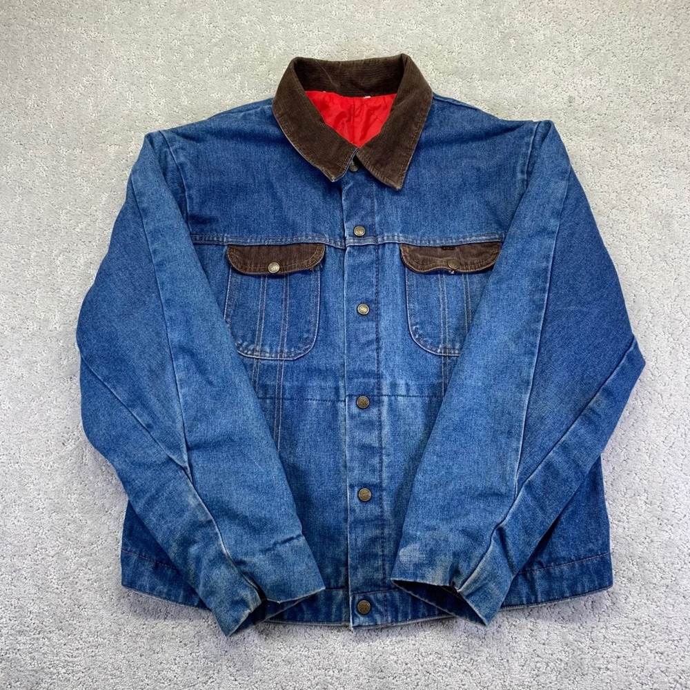 Vintage Key Imperial Denim‎ Jacket Mens Large? Blue Corduroy Collar Trucker Work